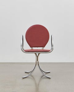 PH Armchair, chrome, leather extreme indianred