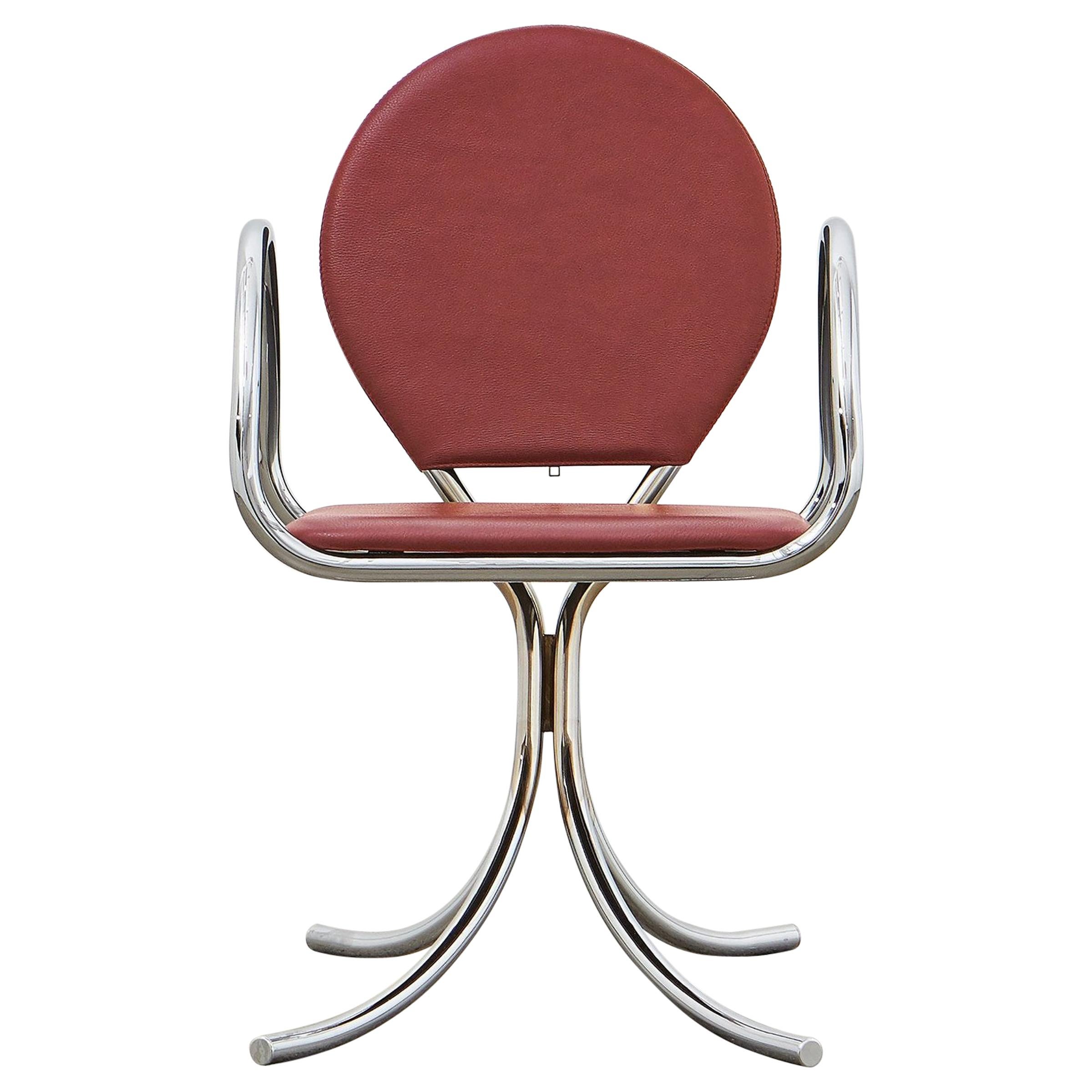 PH Armchair, chrome, leather extreme indianred For Sale