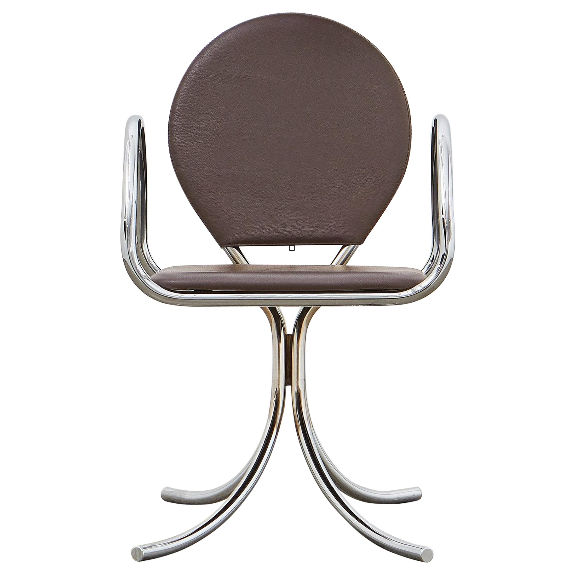 PH Armchair, Chrome, Leather Extreme Mocca For Sale