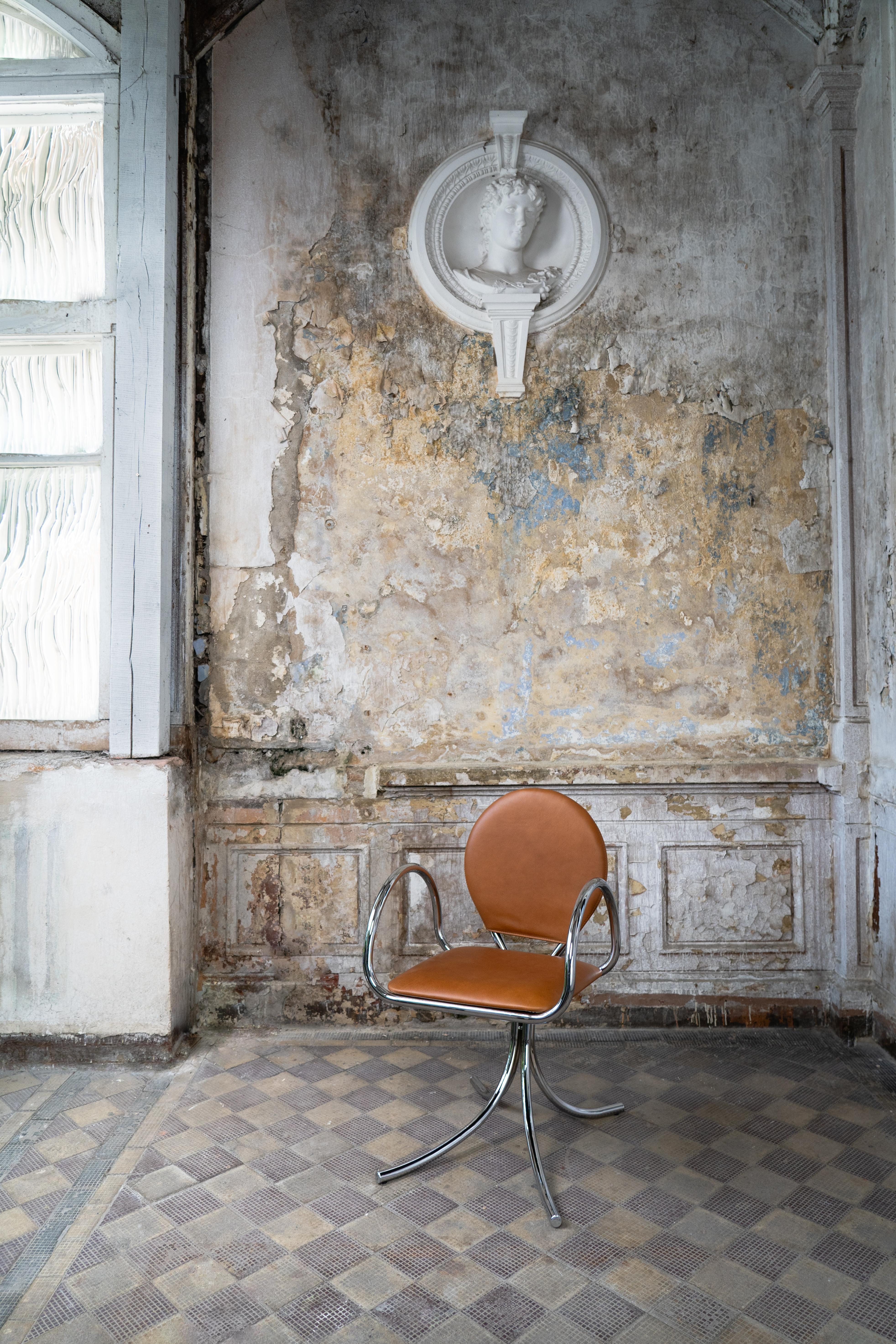 PH Sessel, Chrom, Leder Extreme Nussbaumholz im Angebot 1