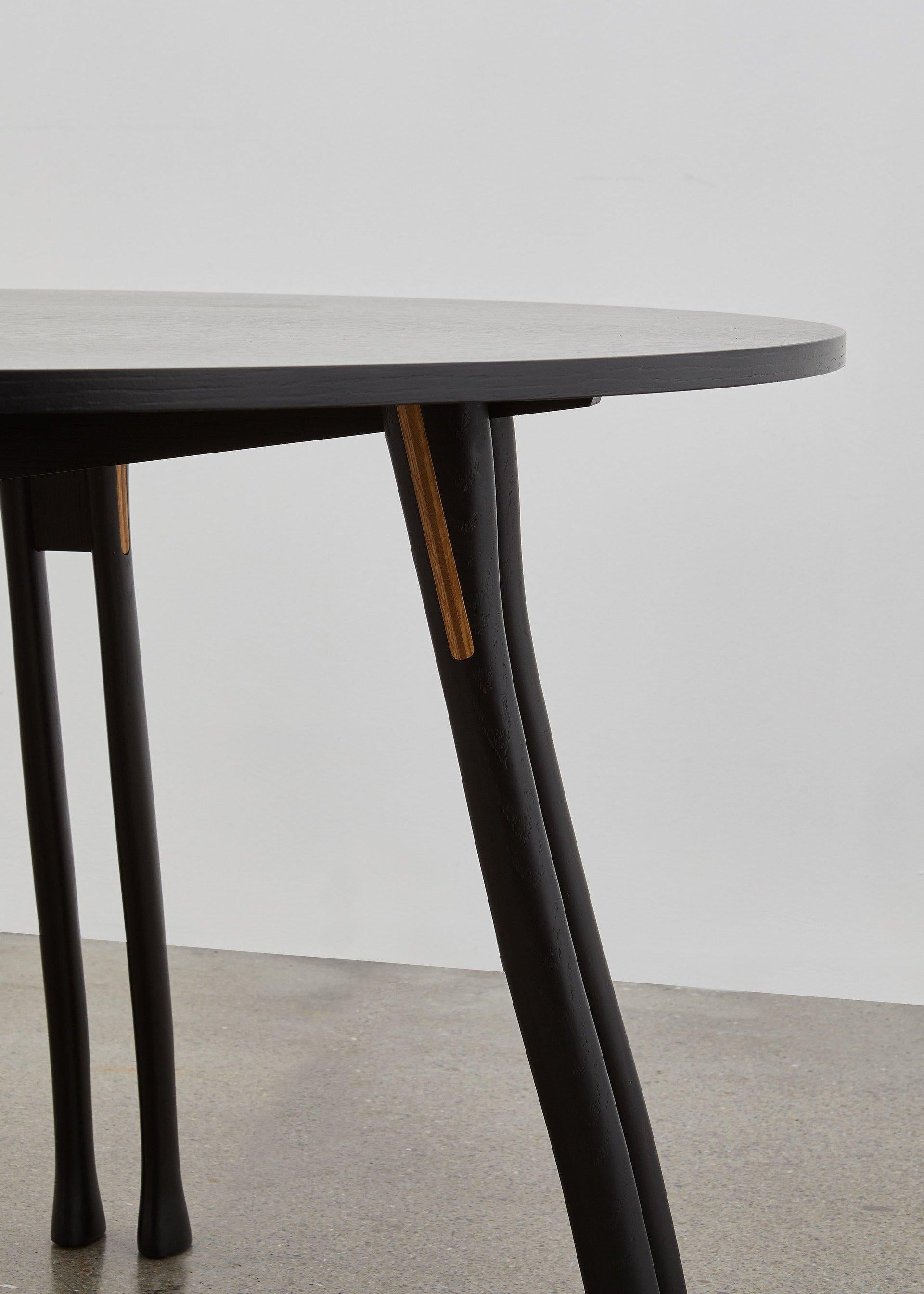 Bauhaus PH Axe Table, Black Oak Legs, Veneer Table Plate, Green PH Lamp For Sale