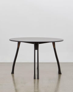 PH Axe Table, Black Oak Wood Legs, Black Oak Veneer Table Plate and Edge