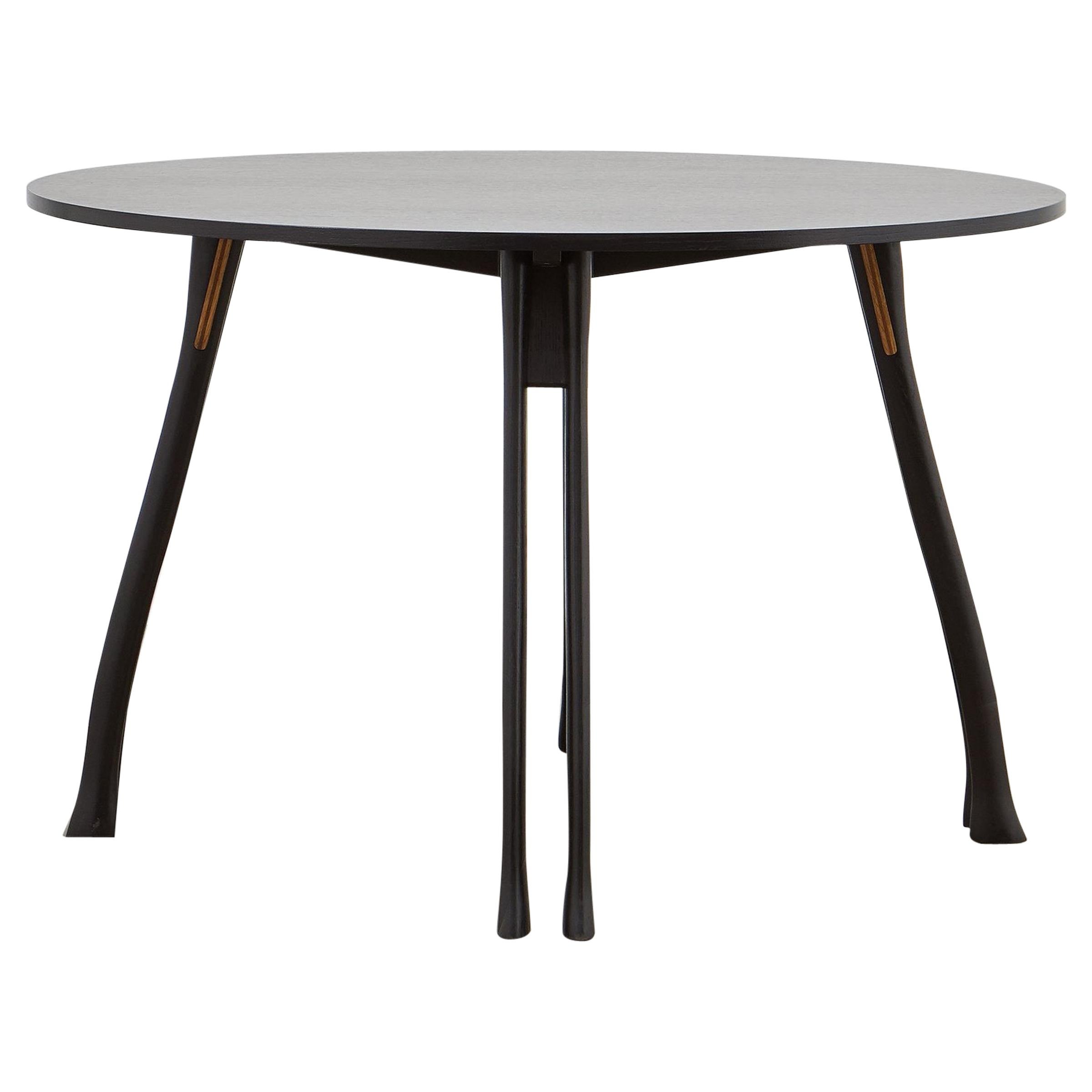 PH Axe Table, Black Oak Wood Legs, Black Oak Veneer Table Plate and Edge For Sale