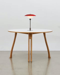 PH Axe Table, Natural Oak Legs, Laminated Plate, Red PH 3 ½ - 2 ½ Lamp
