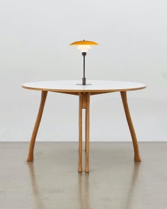 PH Axe Table, Natural Oak Legs, Laminated Plate, Yellow PH 3 ½ - 2 ½ Lamp