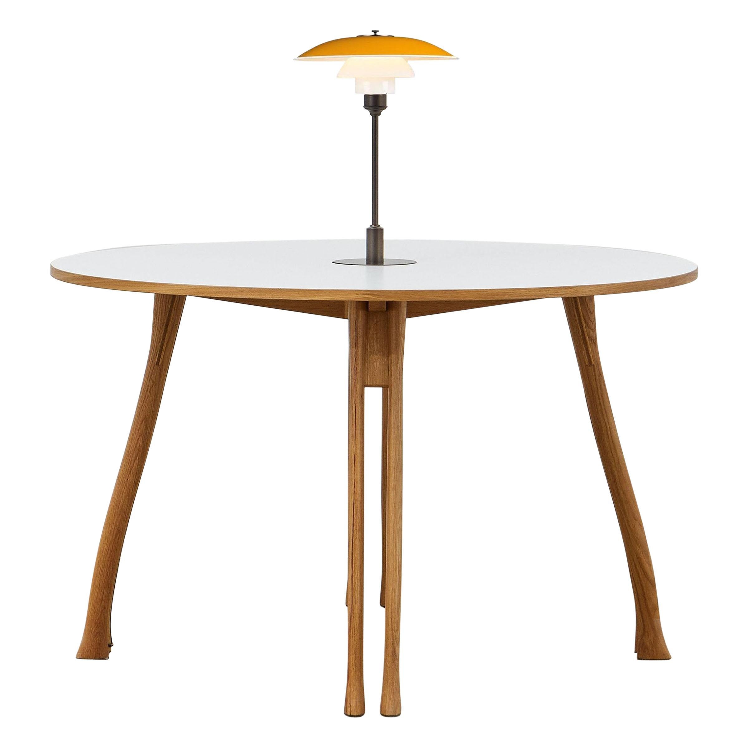 PH Axe Table, Natural Oak Legs, Laminated Plate, Yellow PH 3 ½ - 2 ½ Lamp For Sale