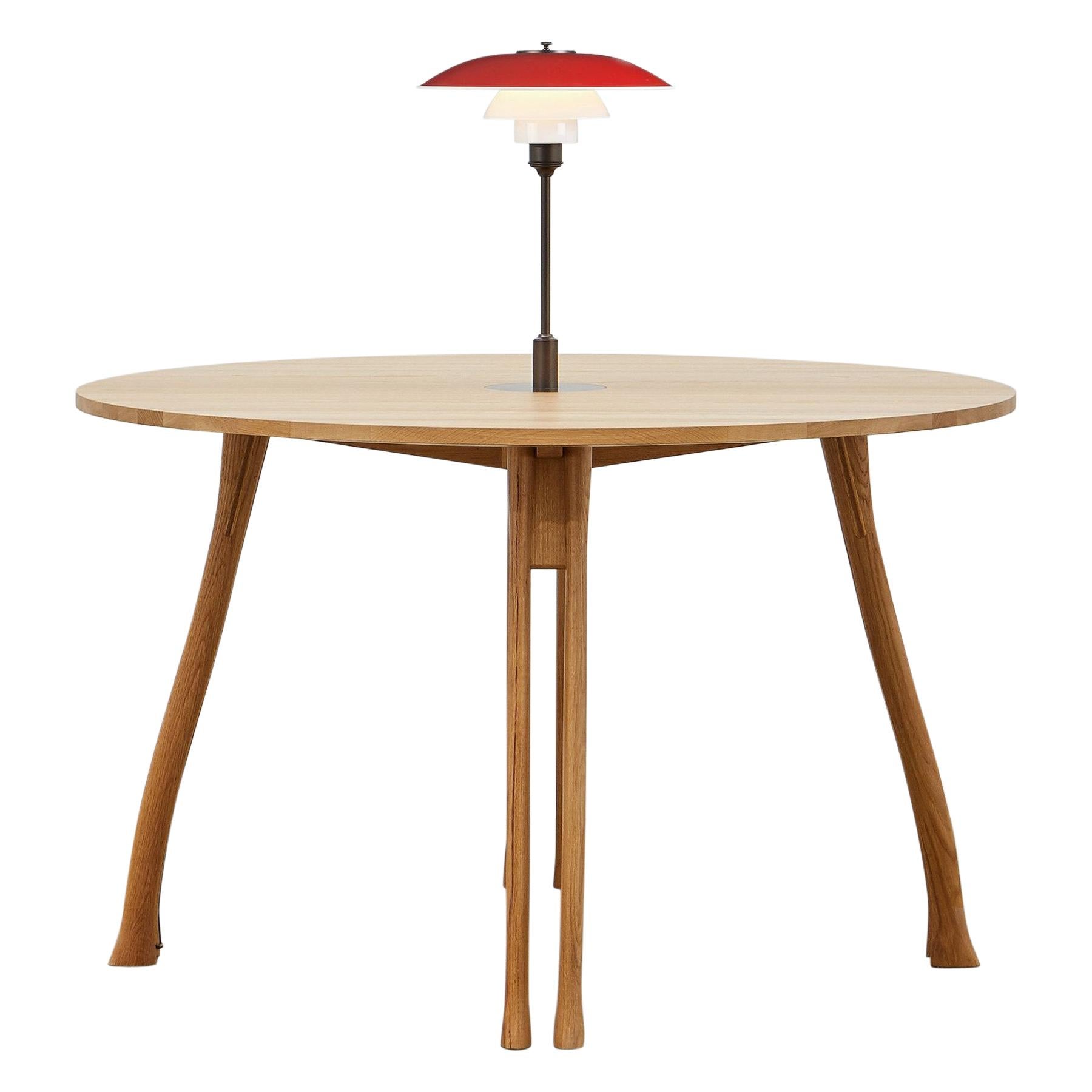 PH Axe Table, natural oak legs, veneer table plate, red PH 3 ½ - 2 ½ lamp