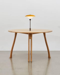 PH Axe Table, natural oak legs, veneer table plate, yellow PH 3 ½ - 2 ½ lamp