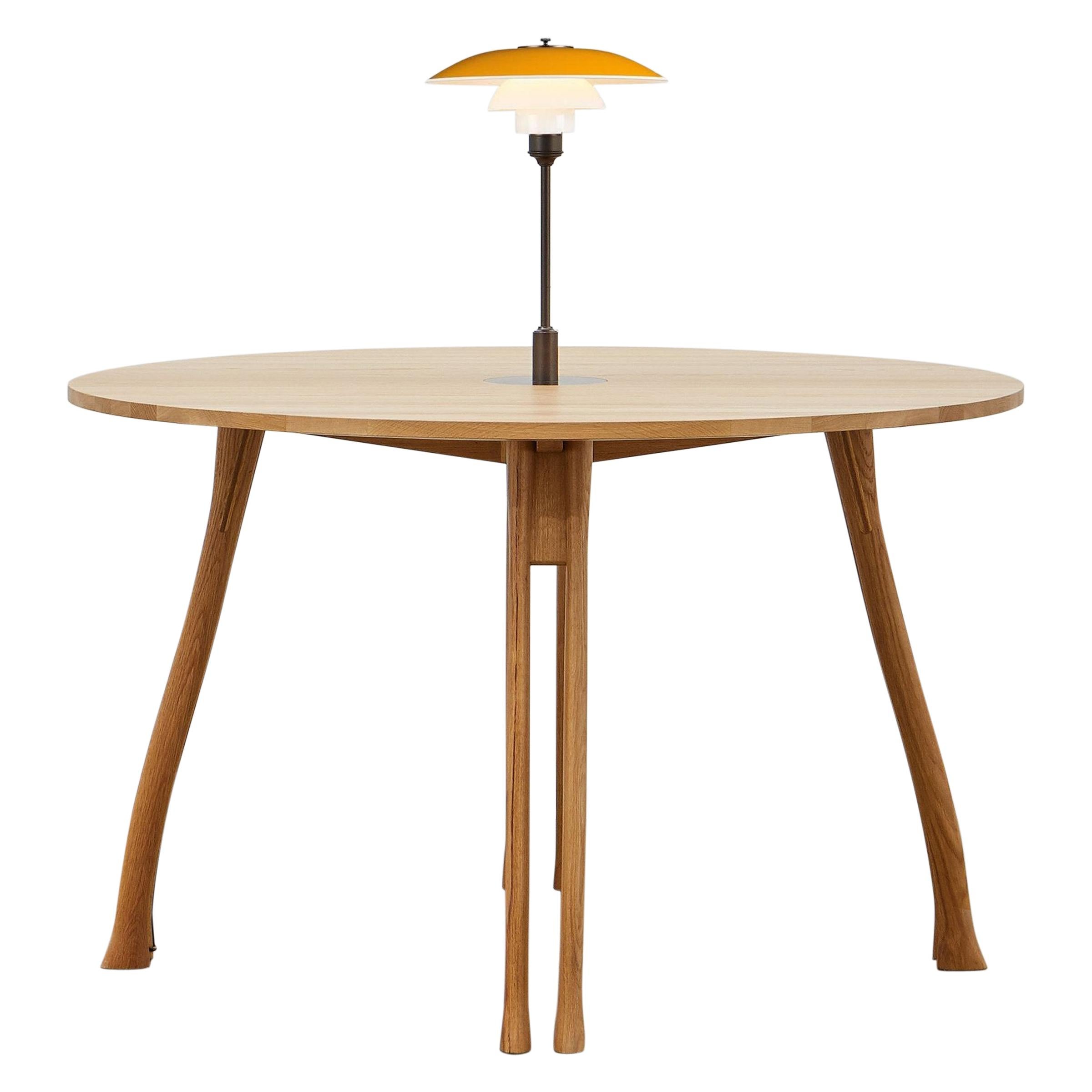 PH Axe Table, natural oak legs, veneer table plate, yellow PH 3 ½ - 2 ½ lamp For Sale