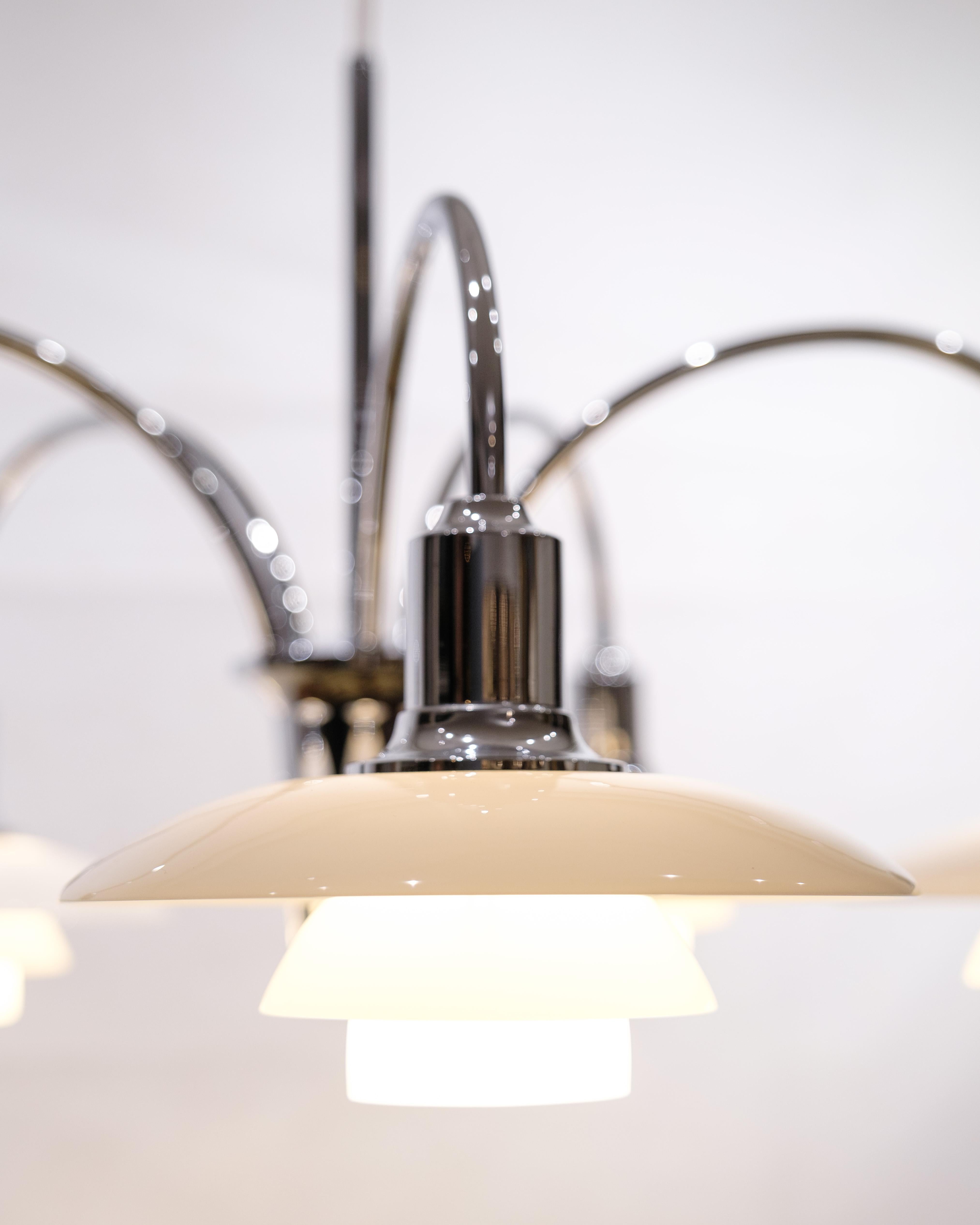 PH Bombardment Crown With 5 Arms & White opal glass shades By Louis Poulsen In Good Condition For Sale In Lejre, DK
