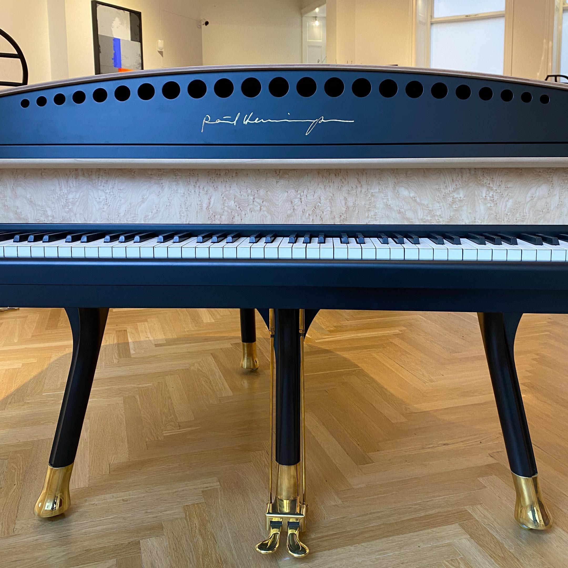 PH Bow Grand Piano, Maple Birch with Brass Details For Sale 2