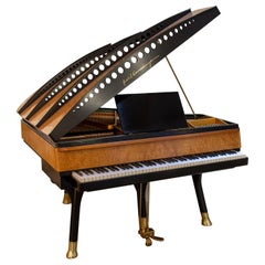 PH Bow Grand Piano, Matte Chestnut Wood with Brass Details