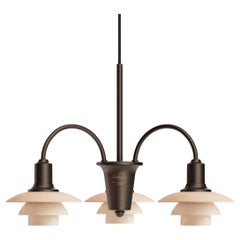 'PH Centenary Edition' 3-Arm Aged Brass & Glass Chandelier for Louis Poulsen