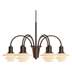 'PH Centenary Edition' 6-Arm Aged Brass & Glass Chandelier for Louis Poulsen