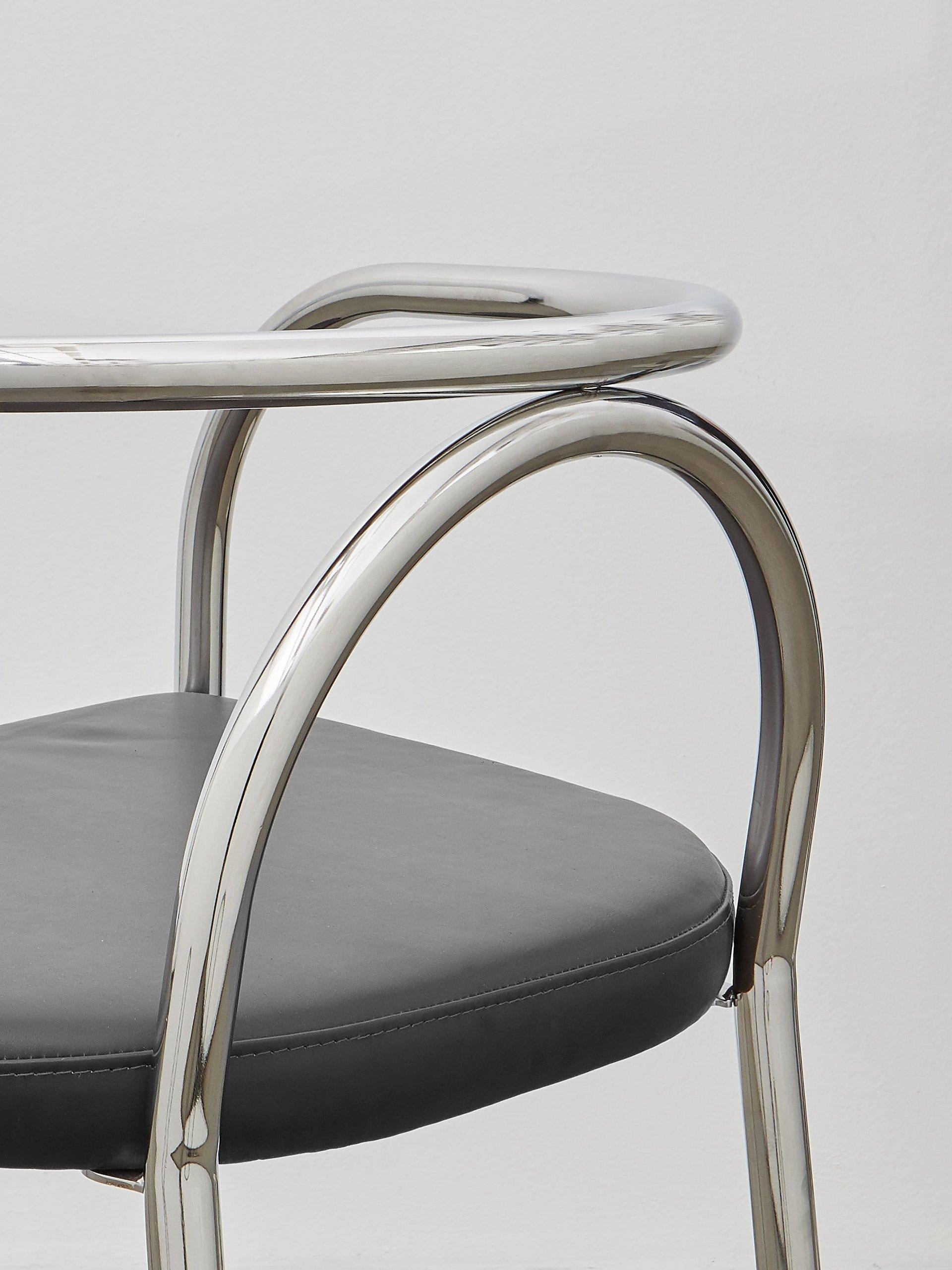 Bauhaus PH Chair, Chrome, Leather Extreme Black For Sale