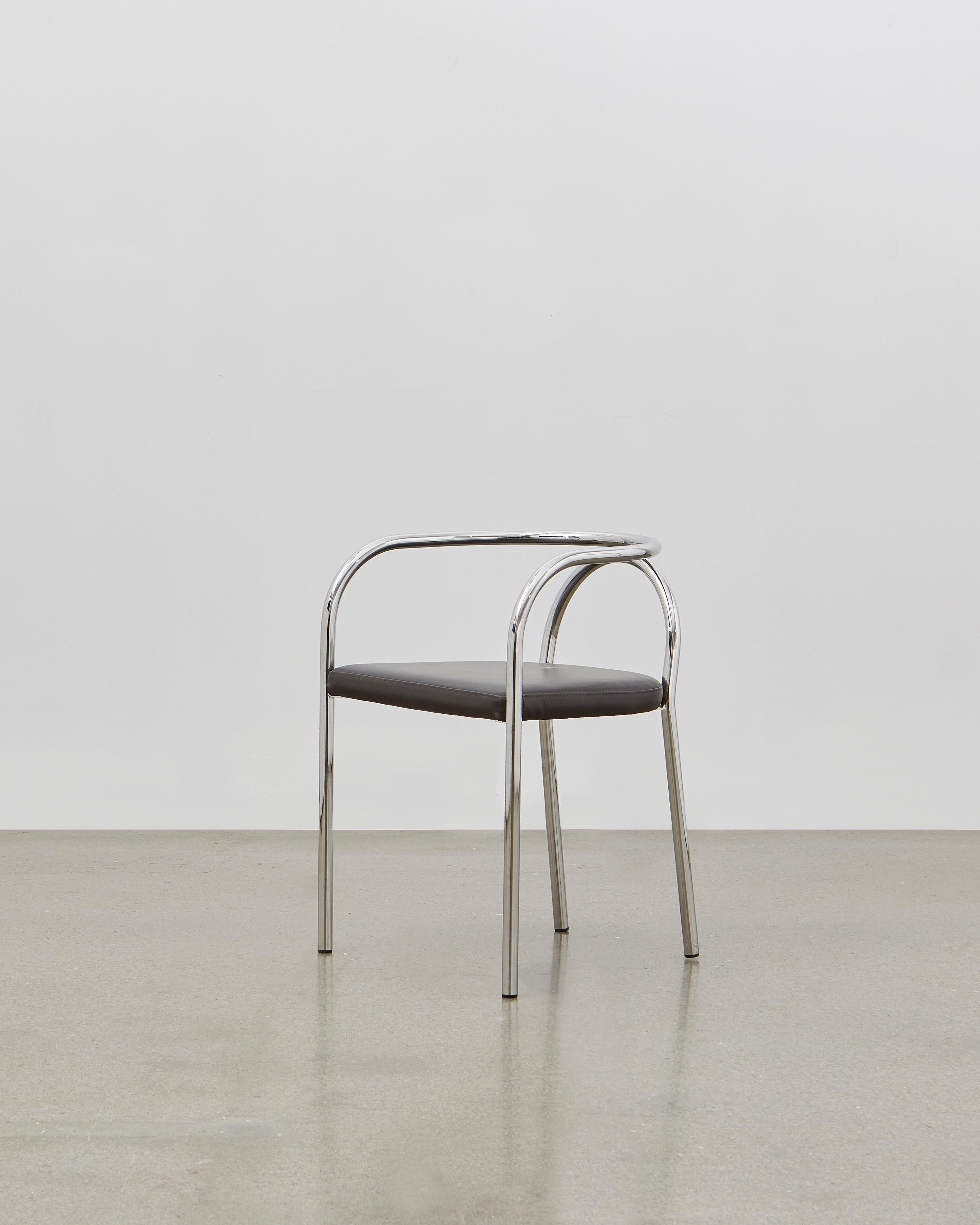 Sedia PH, Cromo, Pelle Estrema Nera in vendita 1