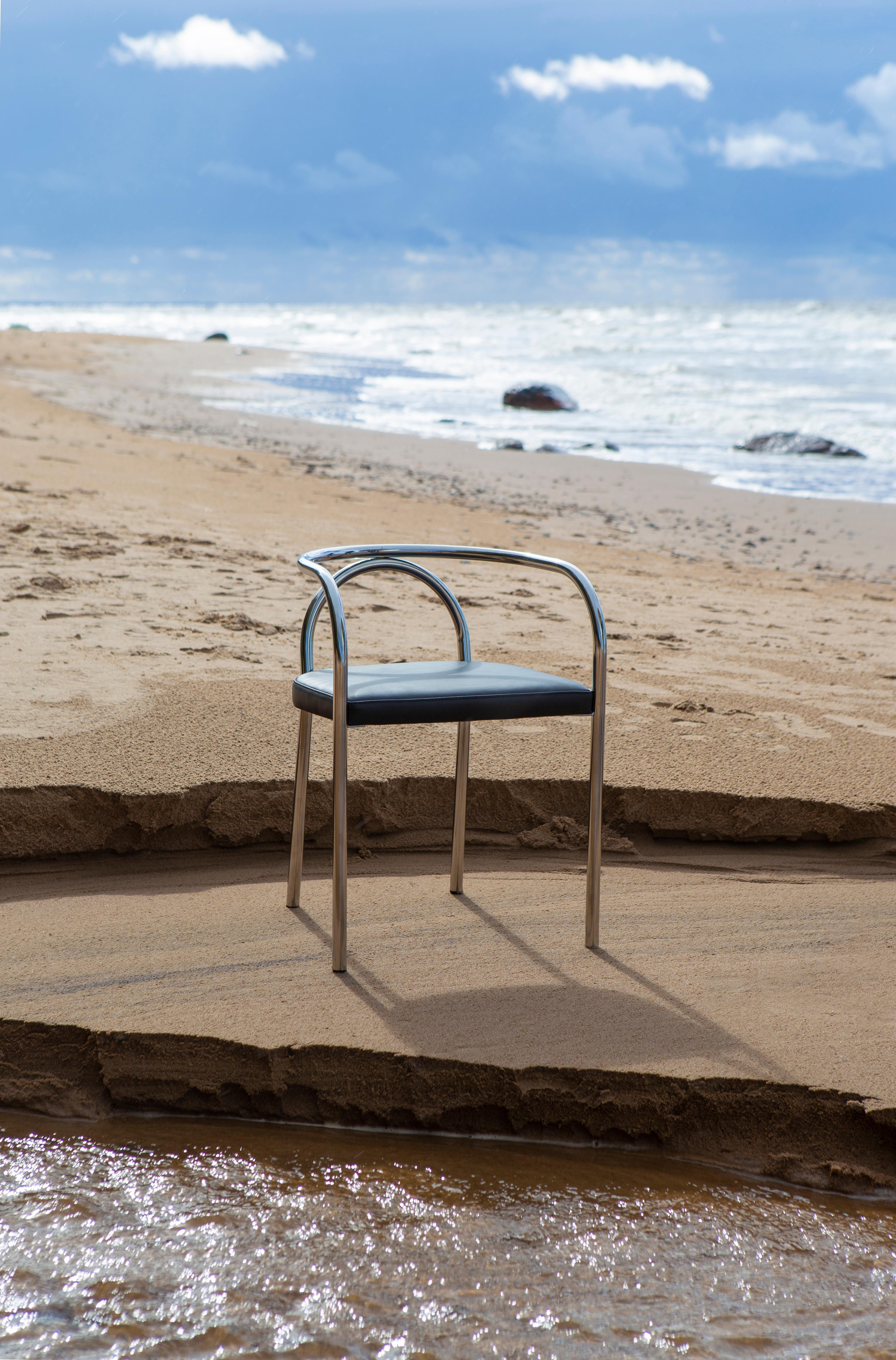 Sedia PH, Cromo, Pelle Estrema Nera in vendita 3