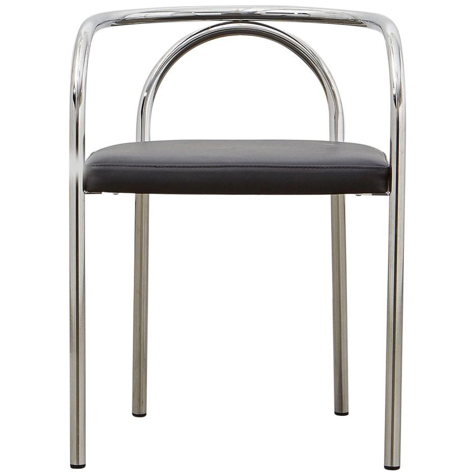 PH Chair, Chrome, Leather Extreme Black For Sale