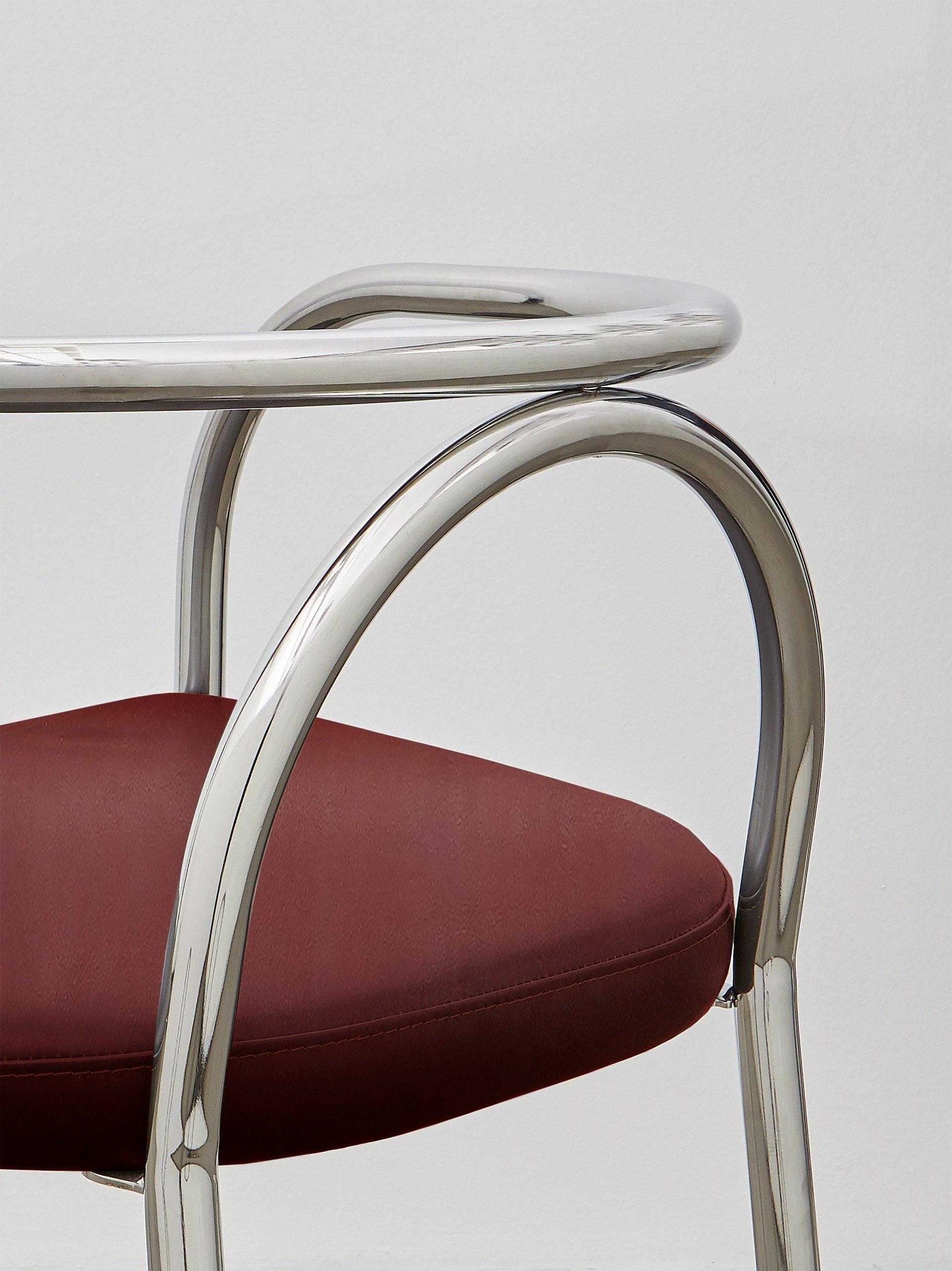 Bauhaus PH Chair, chrome, leather extreme indianred For Sale