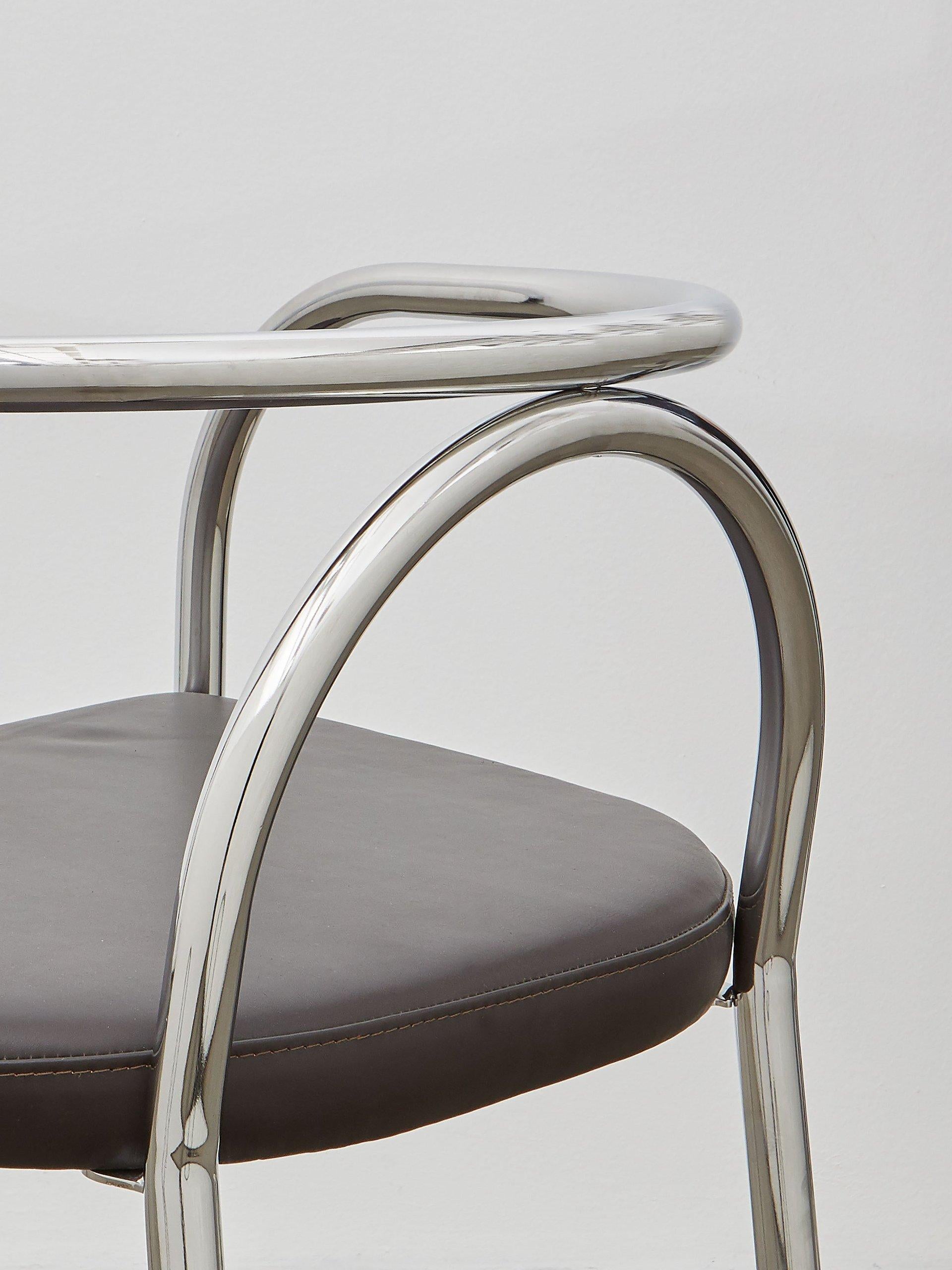 Bauhaus PH Chair, chrome, leather extreme mocca For Sale