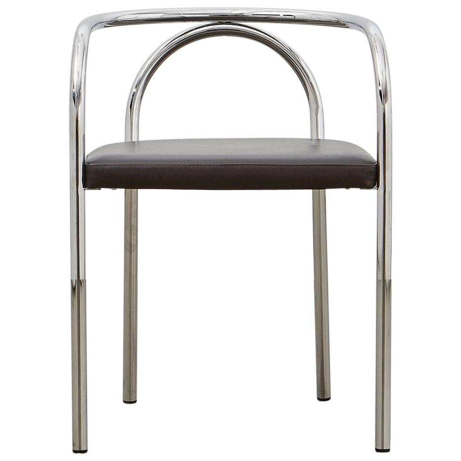 PH Chair, chrome, leather extreme mocca For Sale