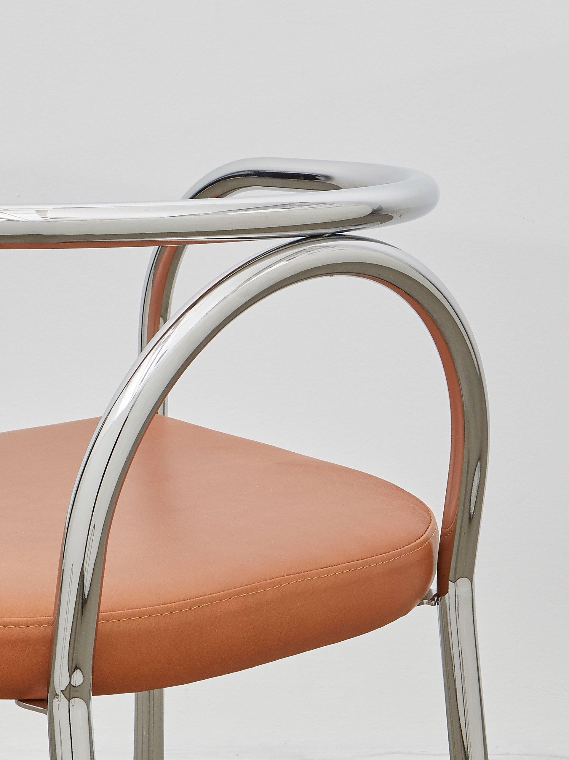 Bauhaus PH Chair, chrome, leather extreme walnut For Sale