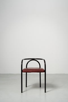 PH Chair - Steel tube frame in dark copper gloss Leather seat in indianred