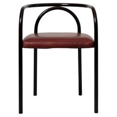 PH Chair - Steel tube frame in dark copper gloss Leather seat in indianred