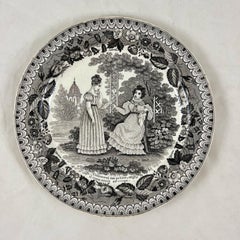 P&H Choisy French Creamware Faïence Scheffer Assiette Parlante Plates, Set/4