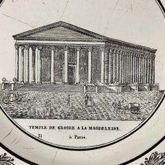 PH Choisy French Creamware Neoclassical Temple à Paris Architecture Plate