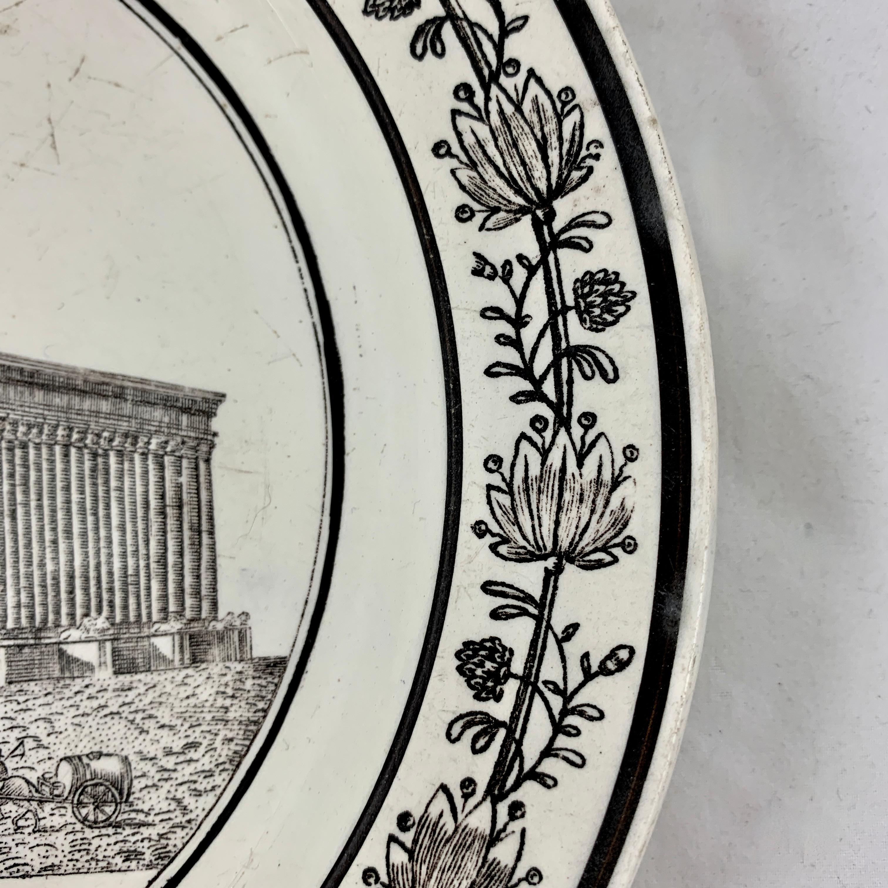 PH Choisy Plato de Arquitectura Neoclásica de Crema Francesa Temple à Paris en Bueno estado para la venta en Philadelphia, PA