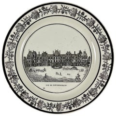 PH Choisy French Creamware Vue de Fontainbleu à Paris Architecture Plate