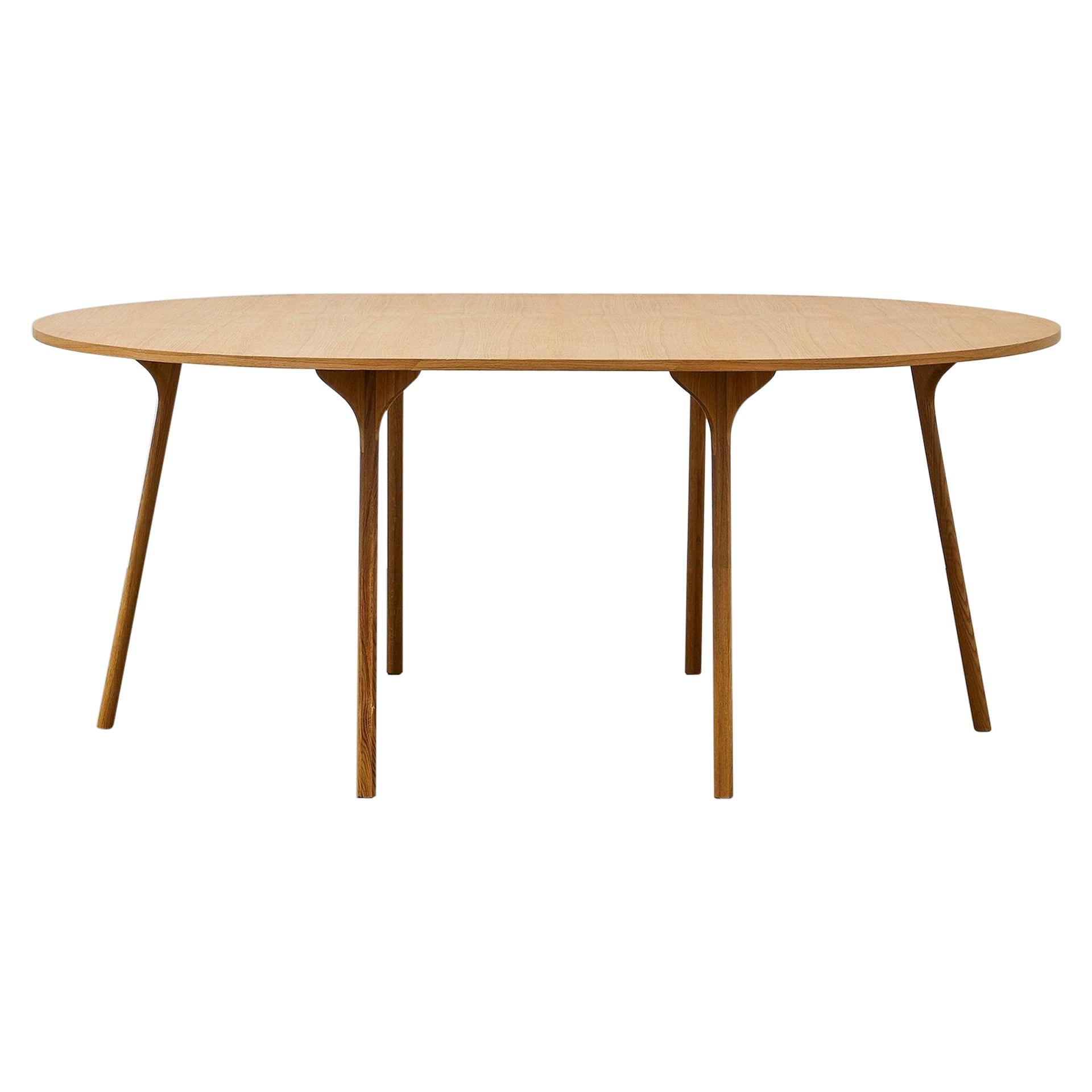 PH Circle Table, 1270x1820mm, Natural Oak Wood Legs, Veneer Table Plate and Edge For Sale