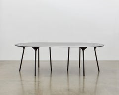 PH Circle Table, Black Oak Wood Legs, Veneer Table Plate and Edge