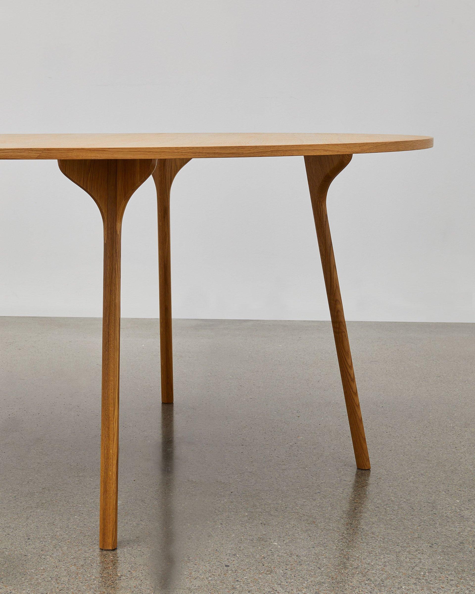 Bauhaus PH Circle Table, Natural Oak Wood Legs, Veneer Table Plate and Edge For Sale