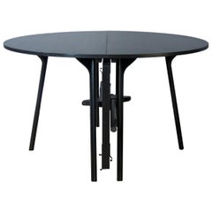 PH Circle Table folding, black oak wood legs, veneer table plate and edge