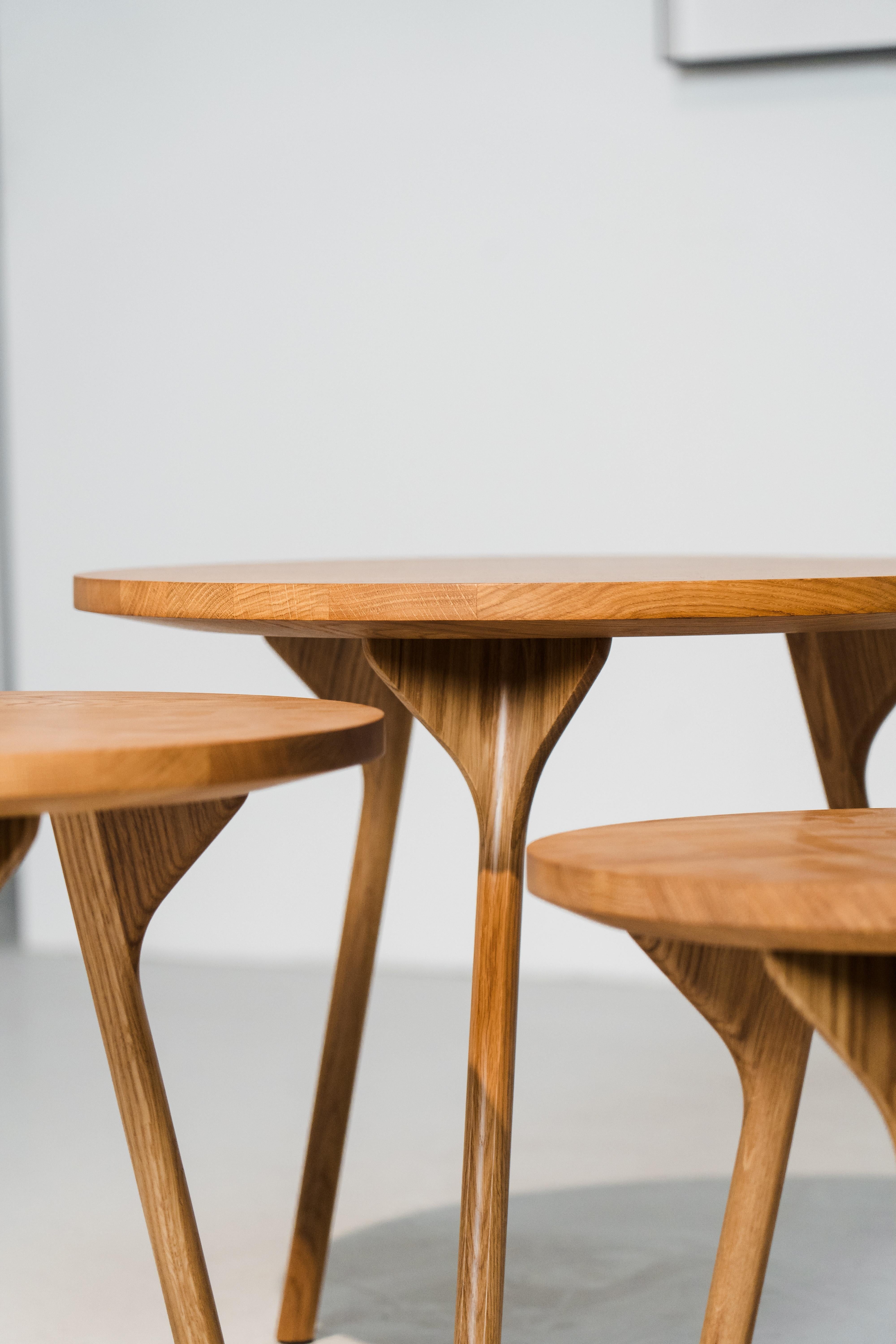 Wood PH Circle Table Lounge set - set of 3 sizes in natural oak For Sale