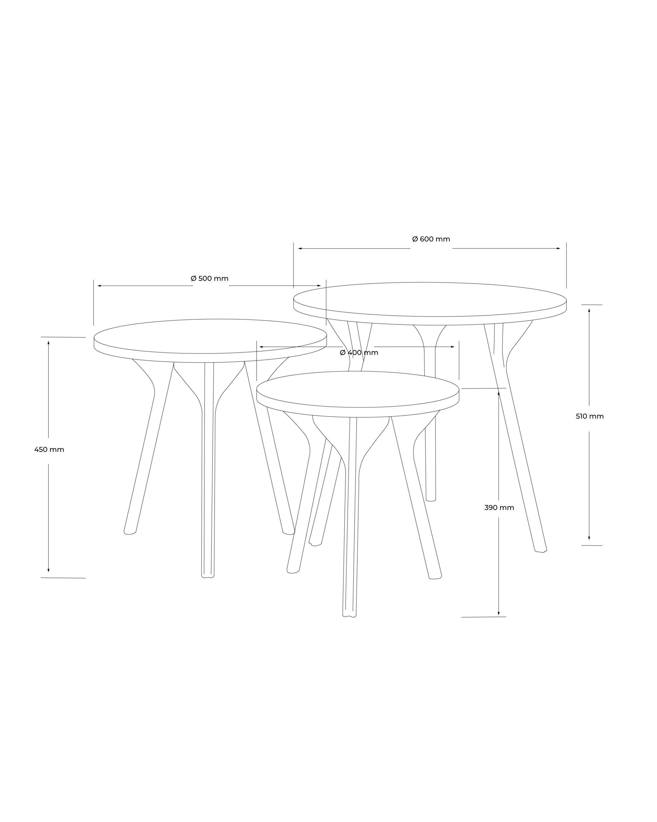 PH Circle Table Lounge set - set of 3 sizes in natural oak For Sale 1