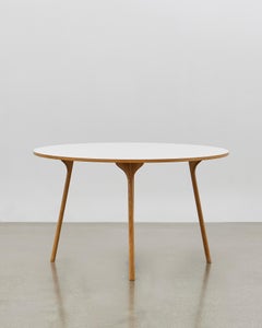 PH Circle Table, Natural Oak Wood Legs, Laminated Plate