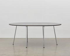 PH Dining Table, Chrome, Black Oak Veneer Table Plate and Edge