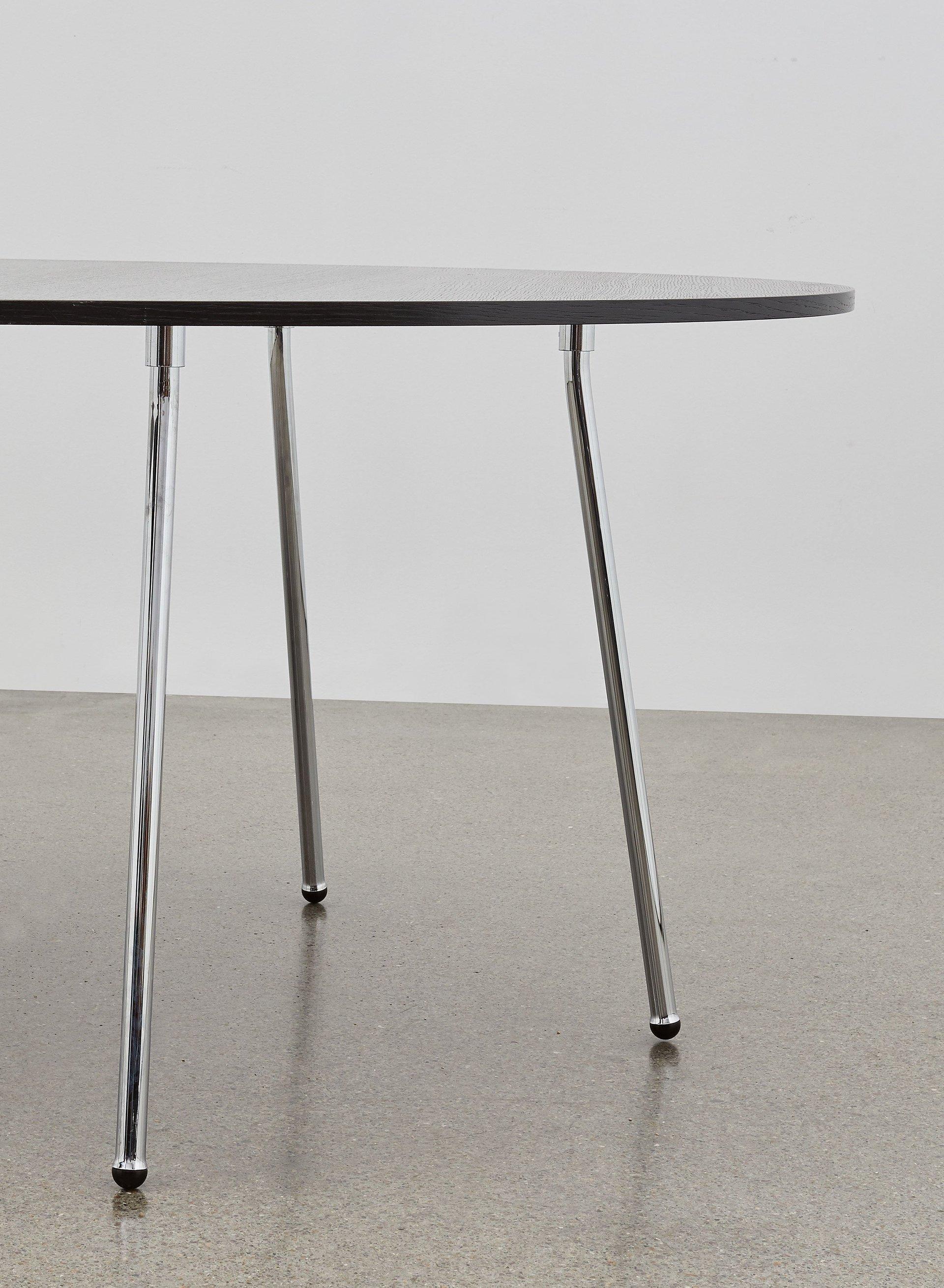 Bauhaus PH Dining Table, Chrome, Black Oak Veneer Table Plate and Edge For Sale
