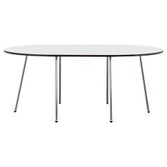 Table de salle à manger PH, 1270x1820 mm, chrome, plaque stratifiée avec bord abstrait noir