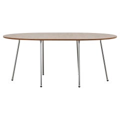PH Dining Table, Chrome, Natural Oak Veneer Table Plate and Edge