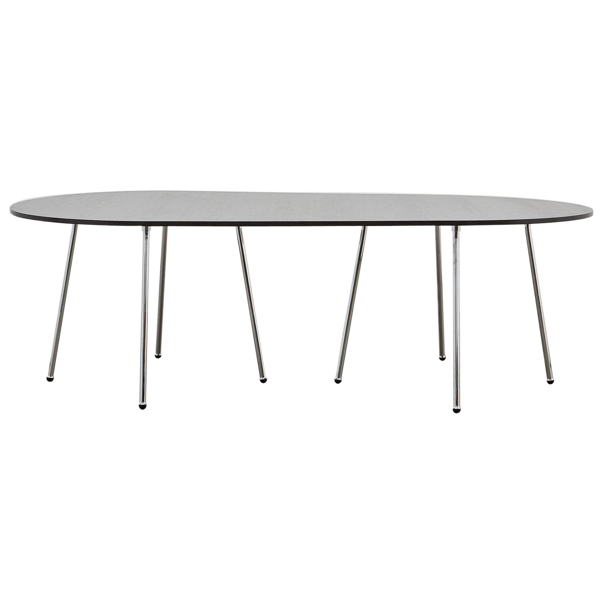PH Dining Table, 1270x2370mm, chrome, black oak veneer table plate and edge