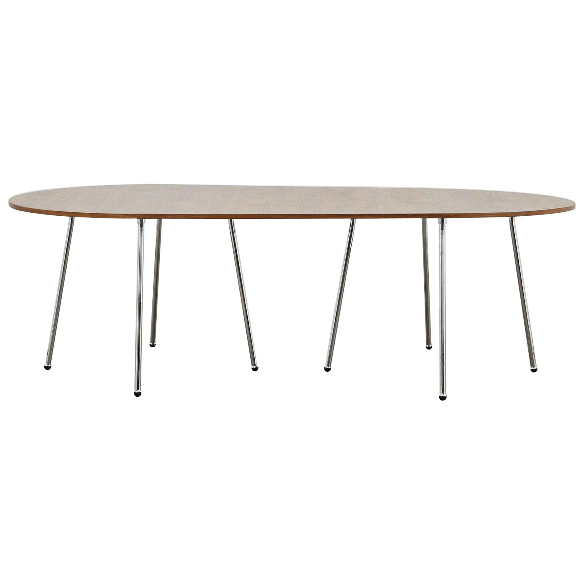 Table de salle à manger PH, 1270x2370 mm, plaque de table et bord en placage de chêne naturel chromé