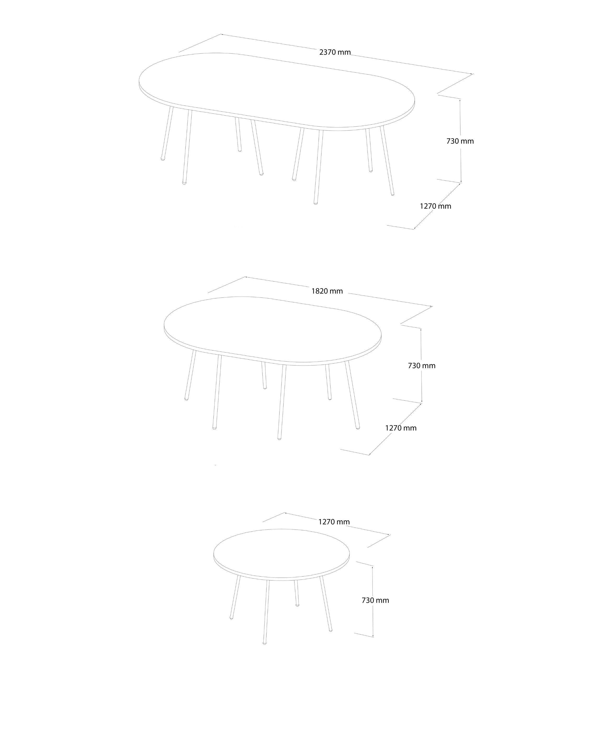 Table de salle à manger PH, chrome, plaque de table en placage de chêne naturel et bord en vente 2