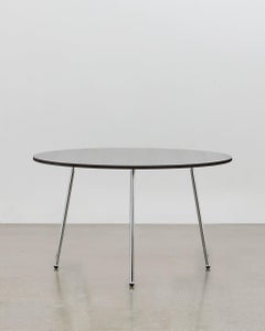 PH Dining Table, Chrome, Black Oak Veneer Table Plate, Veneered Edge