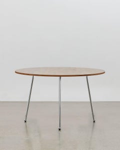 PH Dining Table, Chrome, Natural Oak Veneer Table Plate, Veneered Edge