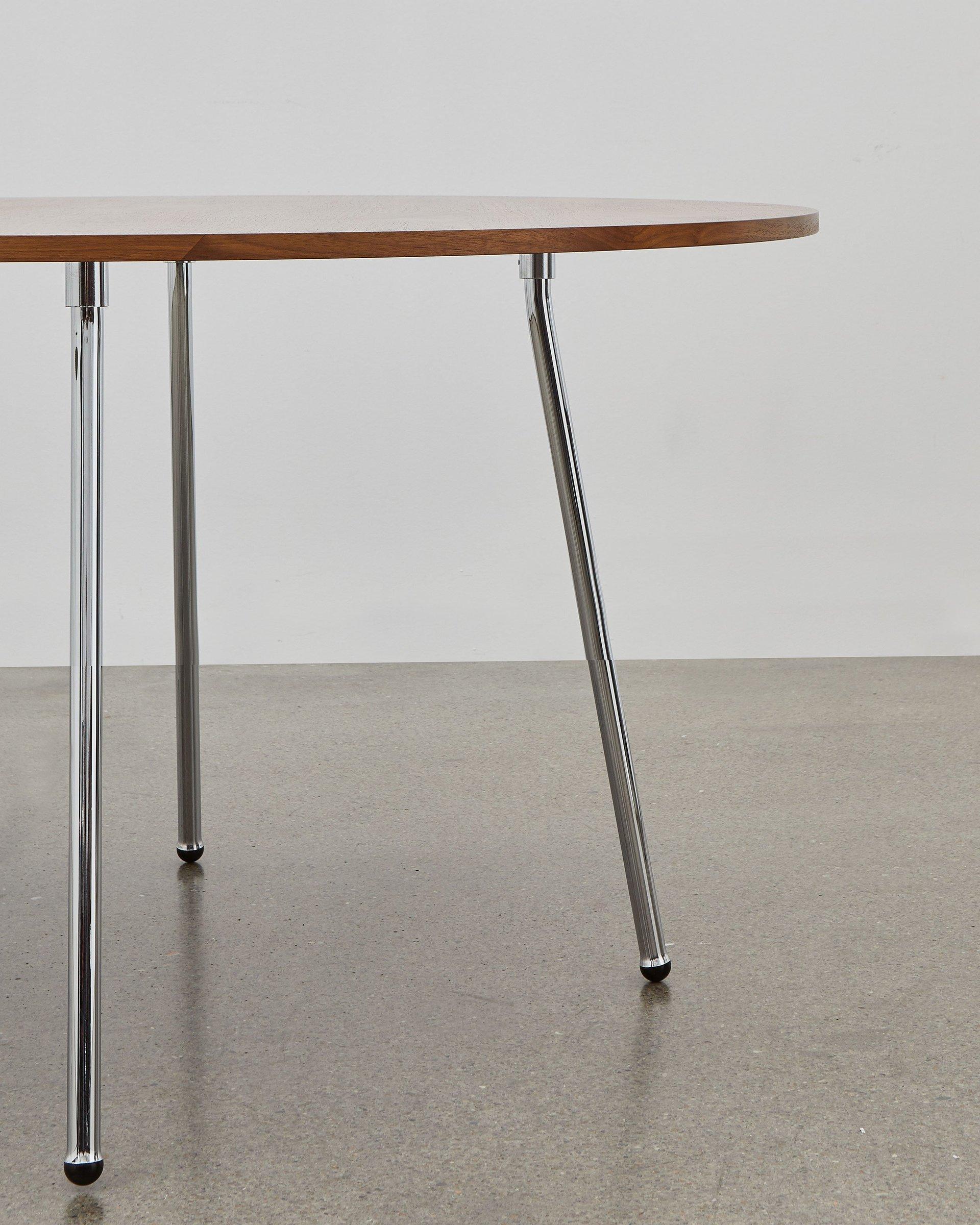 Bauhaus PH Dining Table, Chrome, Natural Oak Veneer Table Plate, Veneered Edge For Sale