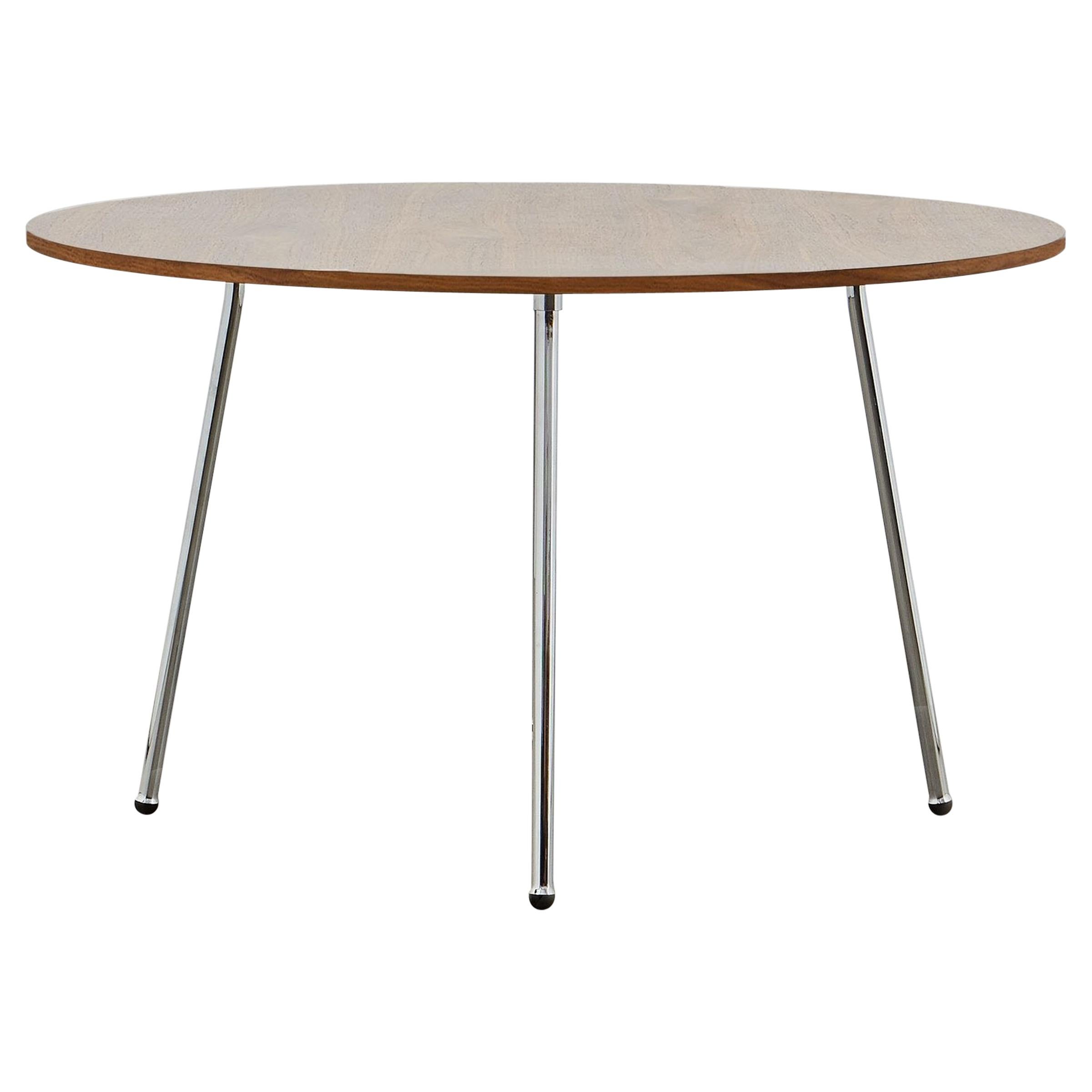 PH Dining Table, Chrome, Natural Oak Veneer Table Plate, Veneered Edge For Sale
